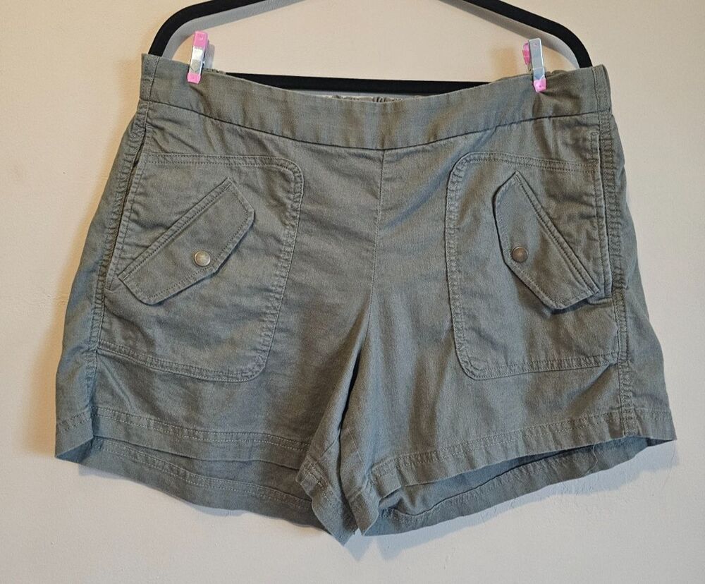 Linen Blend Pull On Utitility Shorts Women's XL, Green, comfort, Banana Republic